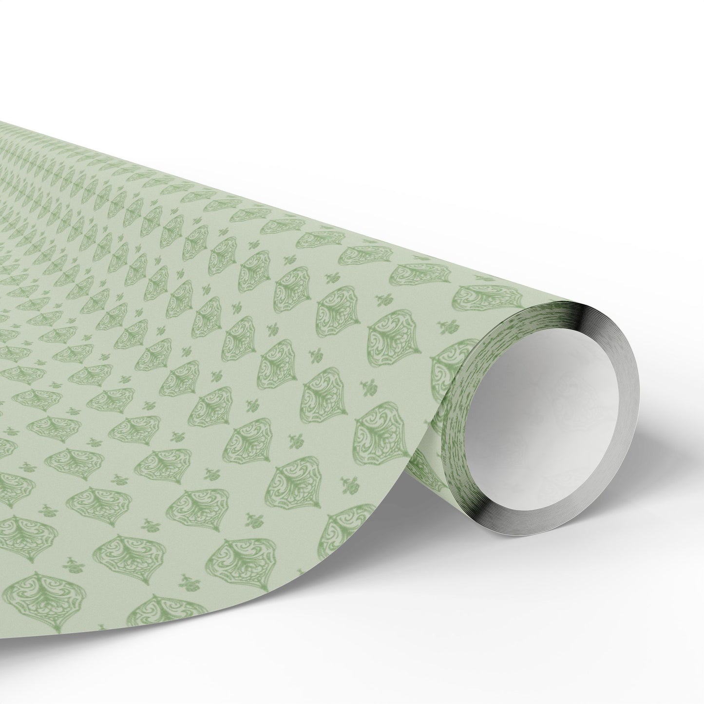 Green on Green Block Print Gift Wrap