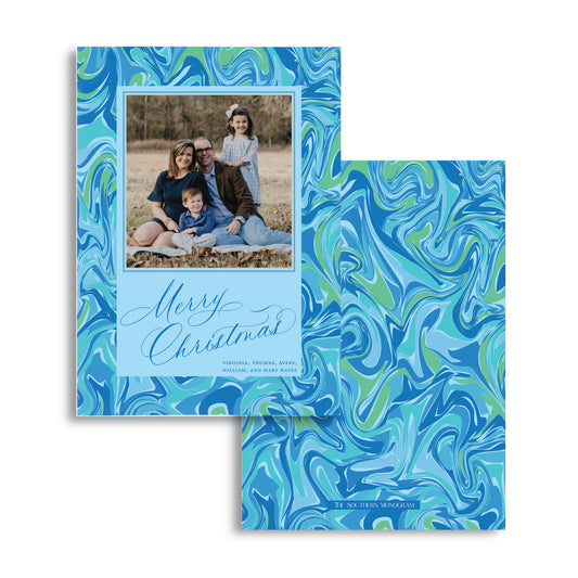 Blue Lagoon Marble Holiday Card
