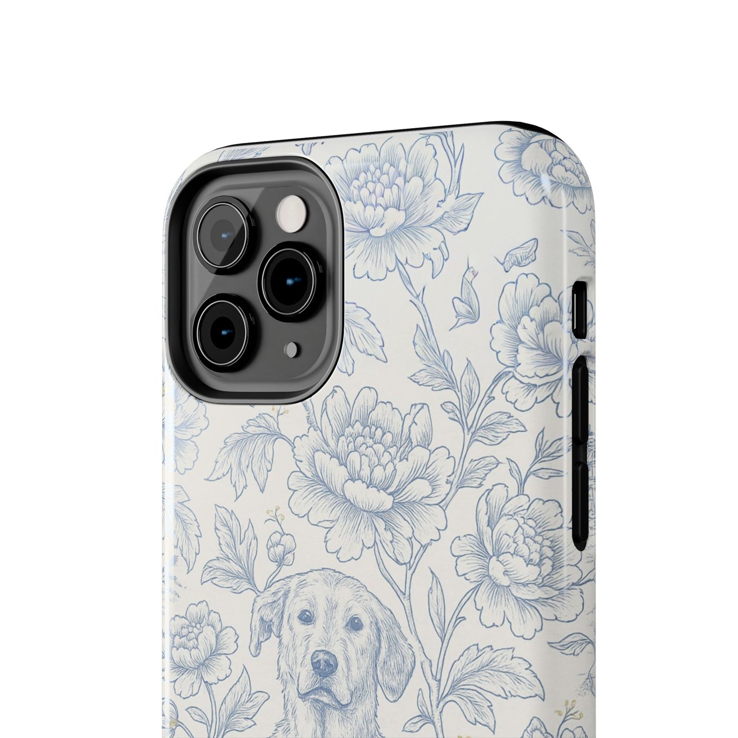 Phone Case - Custom Chinoiserie Dog Artwork in Blue and White