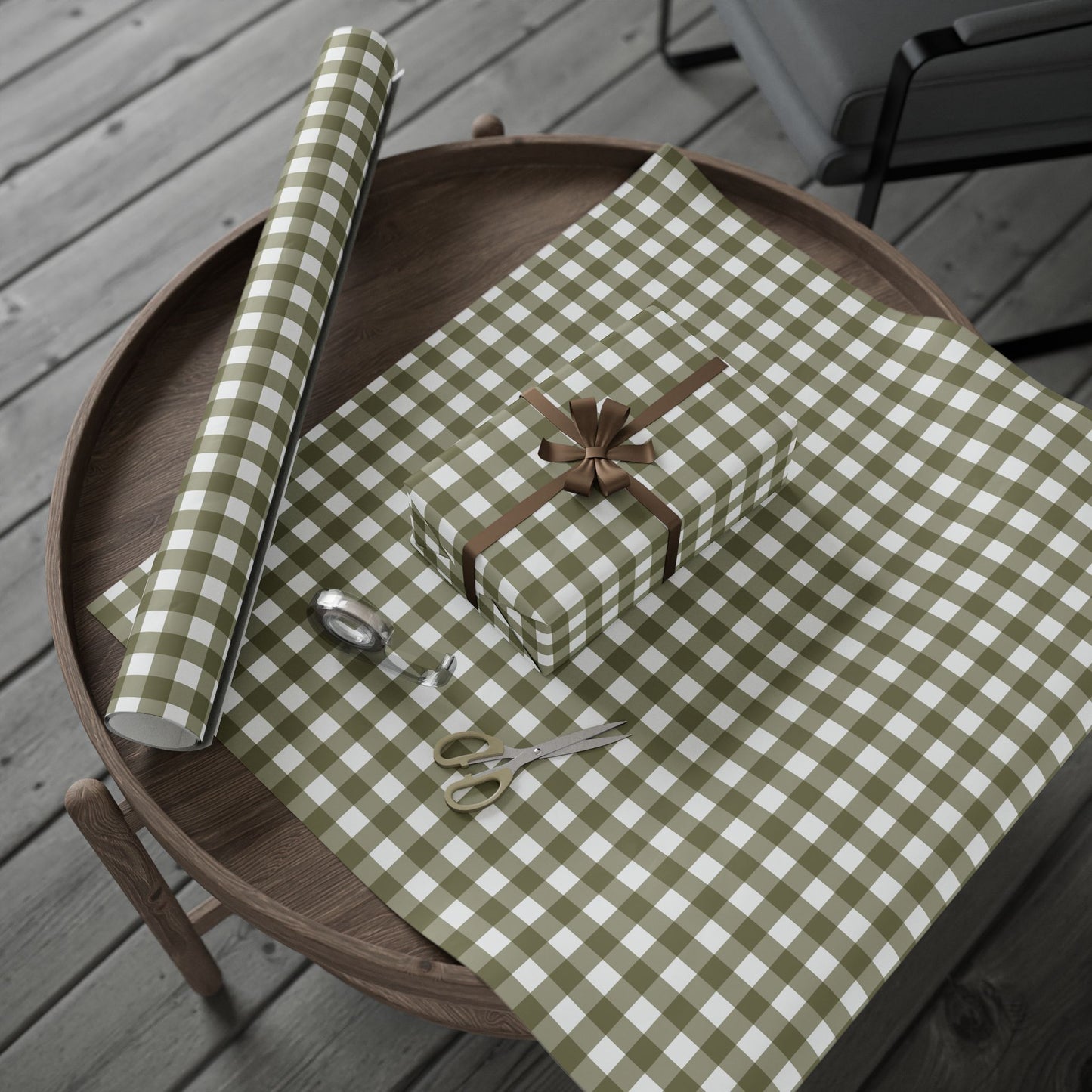 Barbour Green Gingham Wrapping Paper