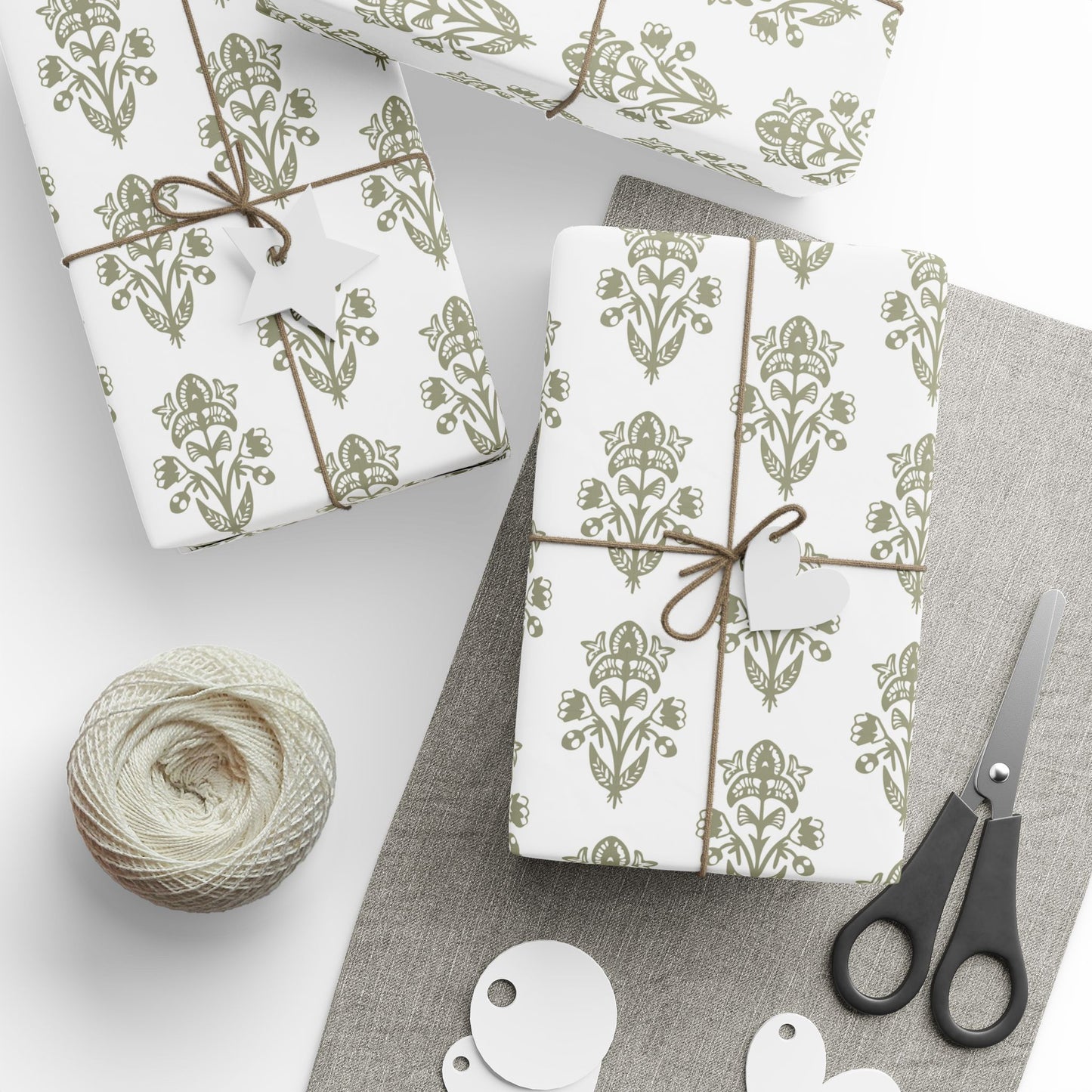 Green Block Print Wrapping Paper