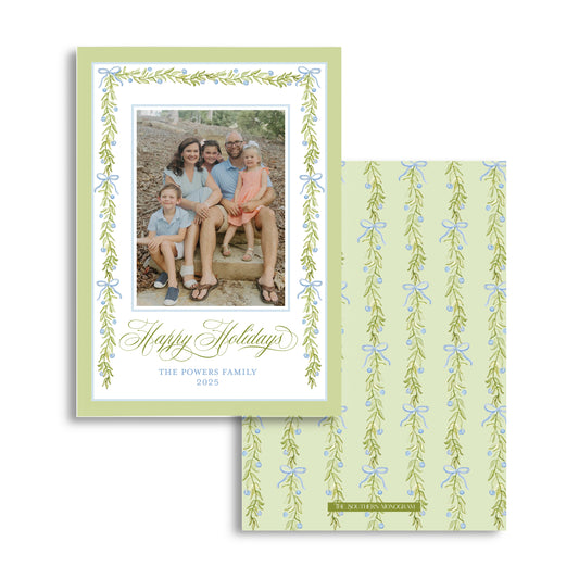 Garland & Bows Green Holiday Card