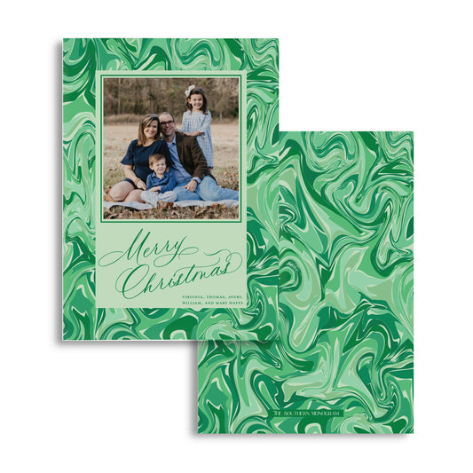 Evergreen Marble Holiday Card