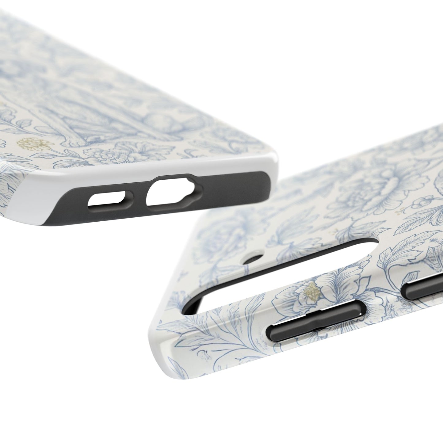 Phone Case - Custom Chinoiserie Dog Artwork in Blue and White