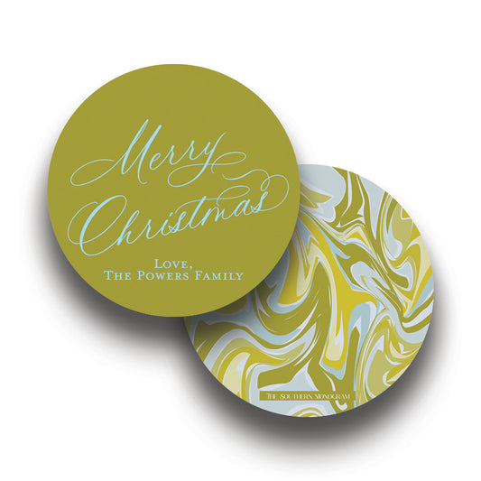 Ocean Moss Marble Round Gift Tags