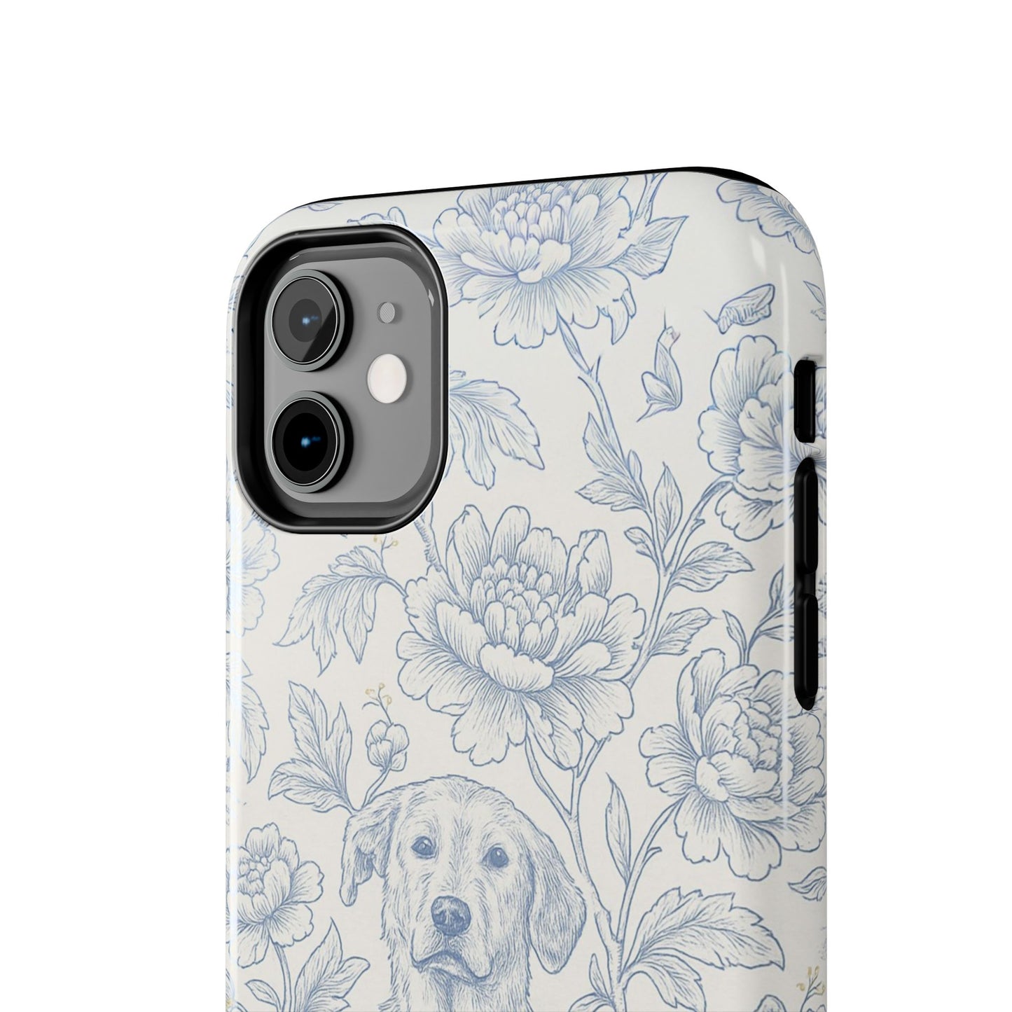 Phone Case - Custom Chinoiserie Dog Artwork in Blue and White