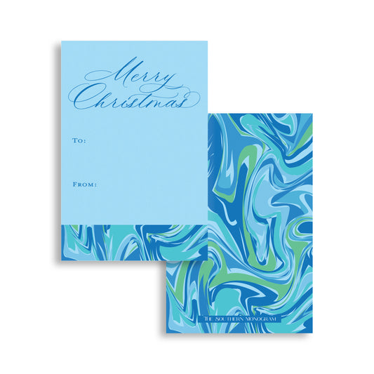 Blue Lagoon Marble Vertical Gift Tags