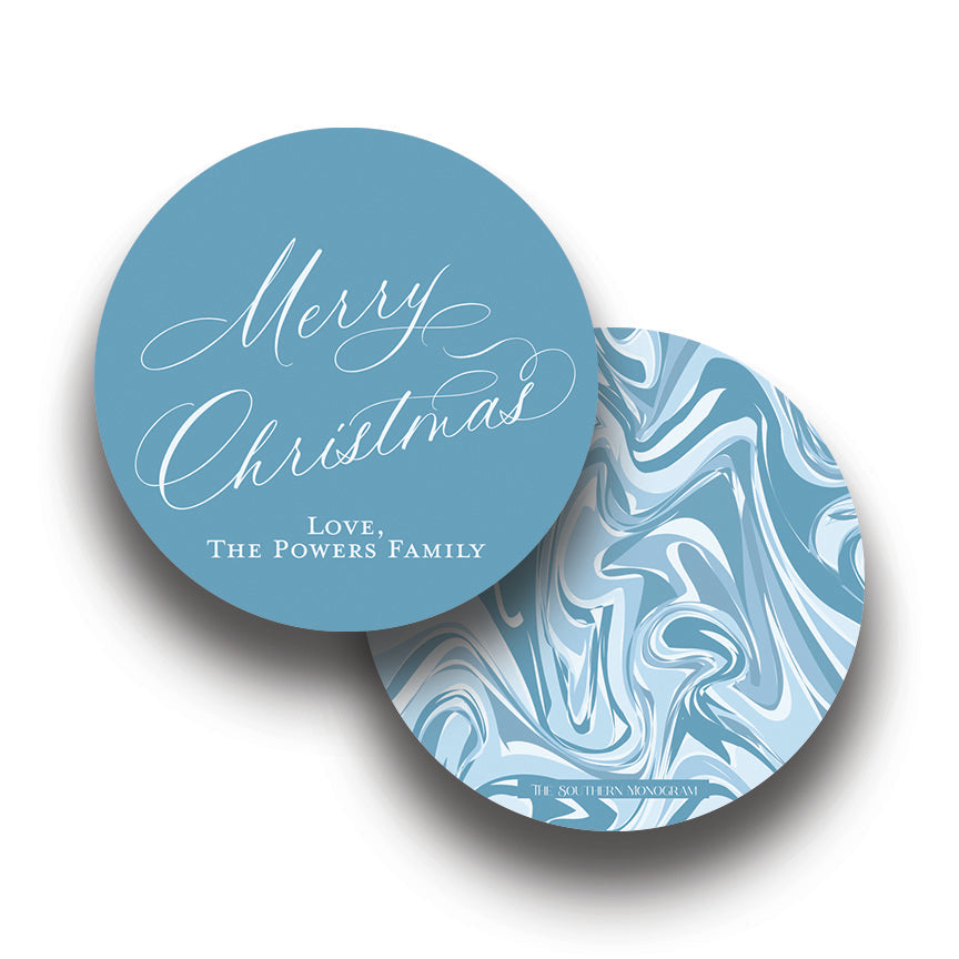 Winter Sky Marble Round Gift Tags
