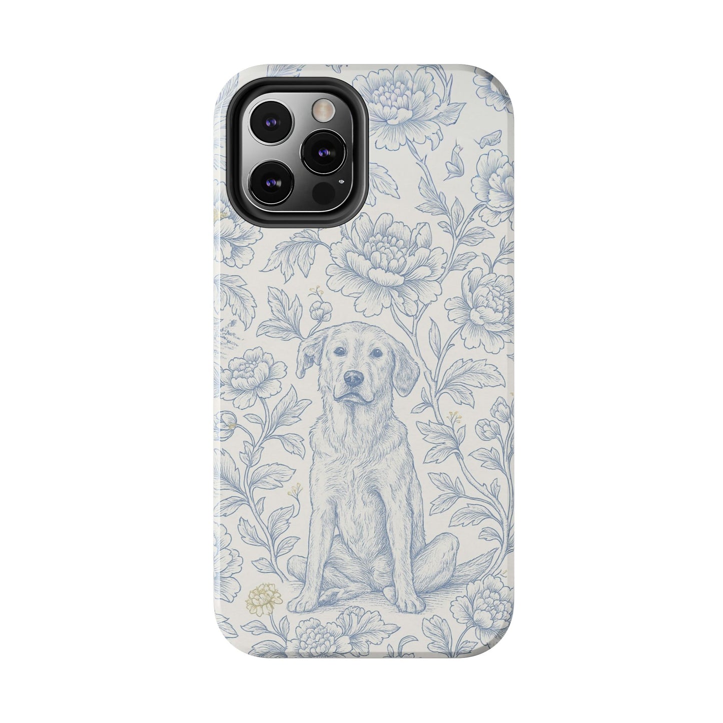 Phone Case - Custom Chinoiserie Dog Artwork in Blue and White