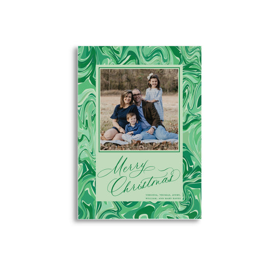 Evergreen Marble Holiday Card