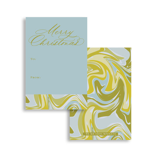 Ocean Moss Marble Vertical Gift Tags