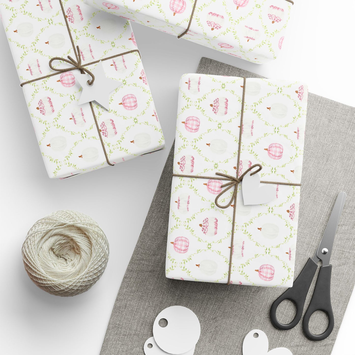 Watercolor Pink Pumpkins Wrapping Paper