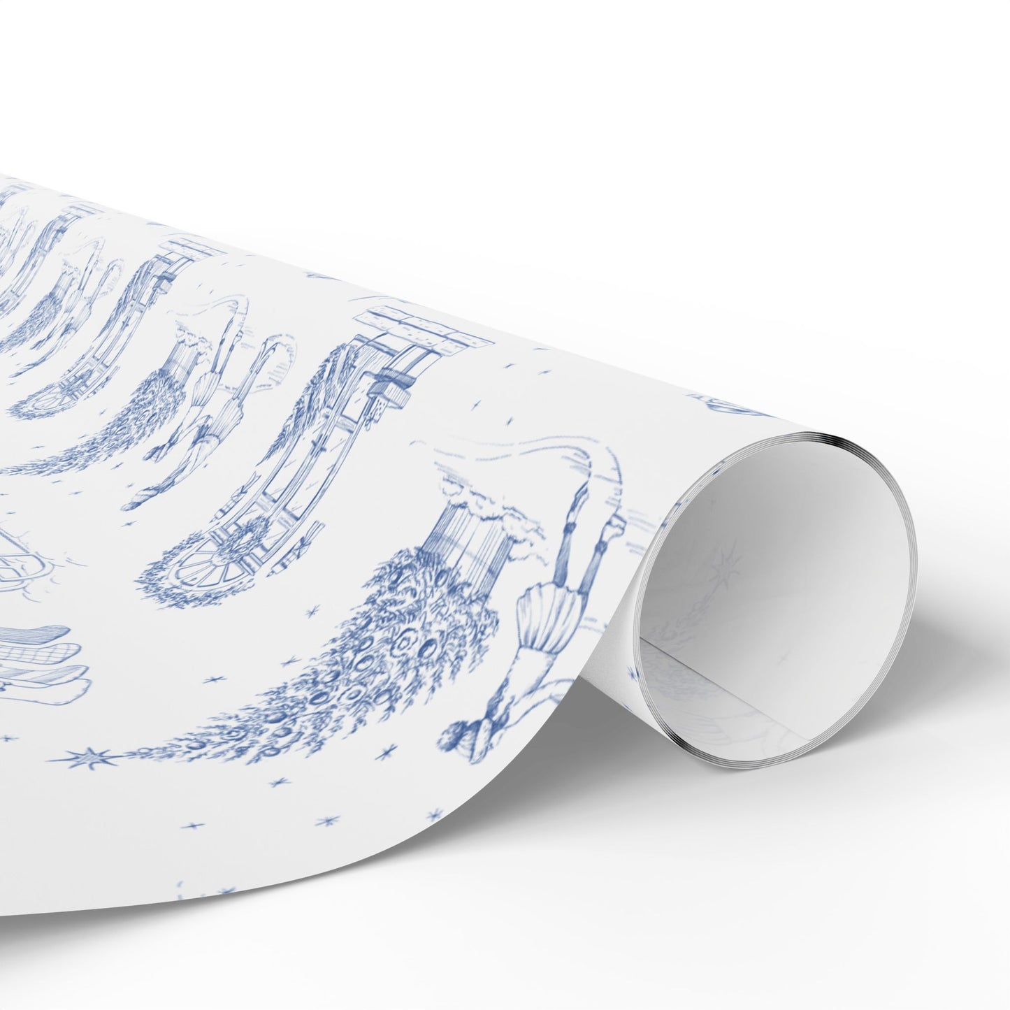 Blue Christmas Toile Wrapping Paper