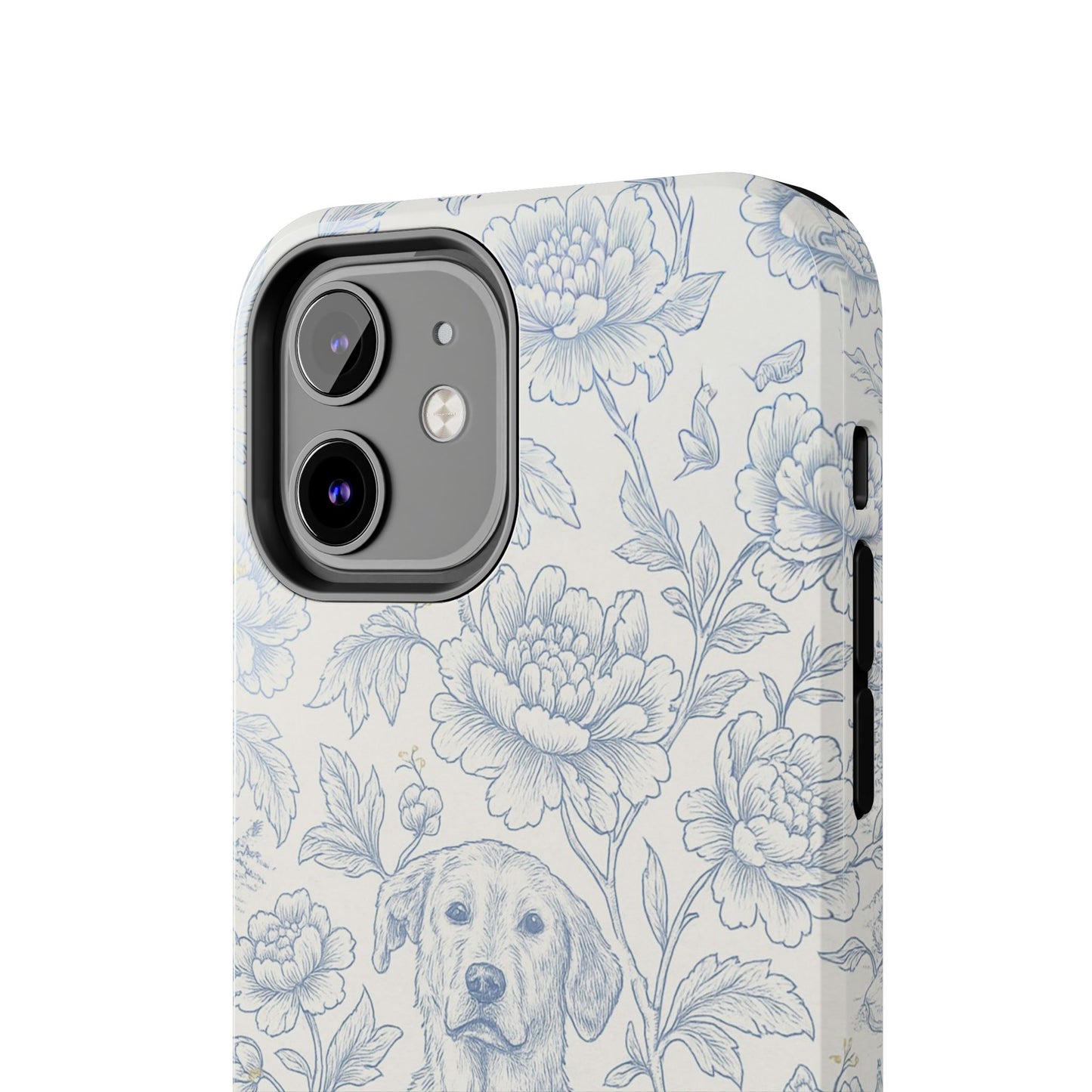 Phone Case - Custom Chinoiserie Dog Artwork in Blue and White