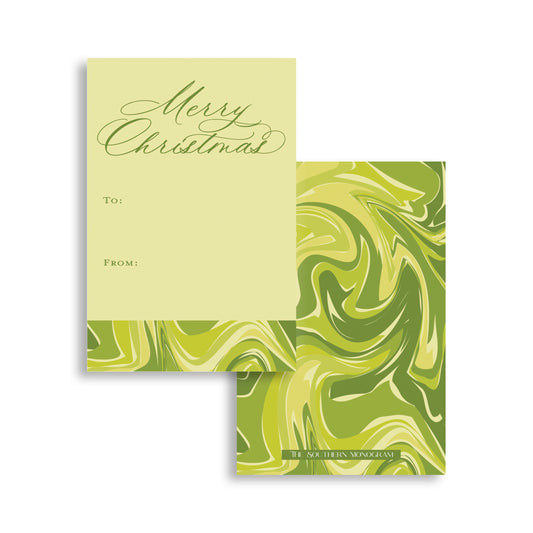 Lime Green Marble Vertical Gift Tags