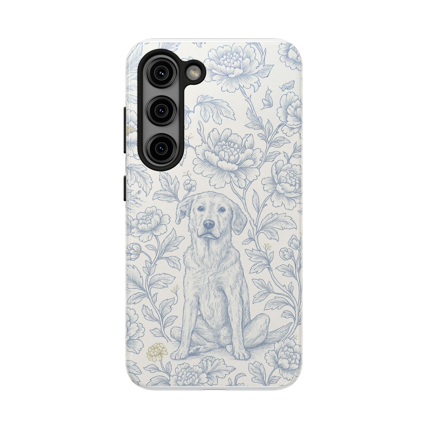 Phone Case - Custom Chinoiserie Dog Artwork in Blue and White
