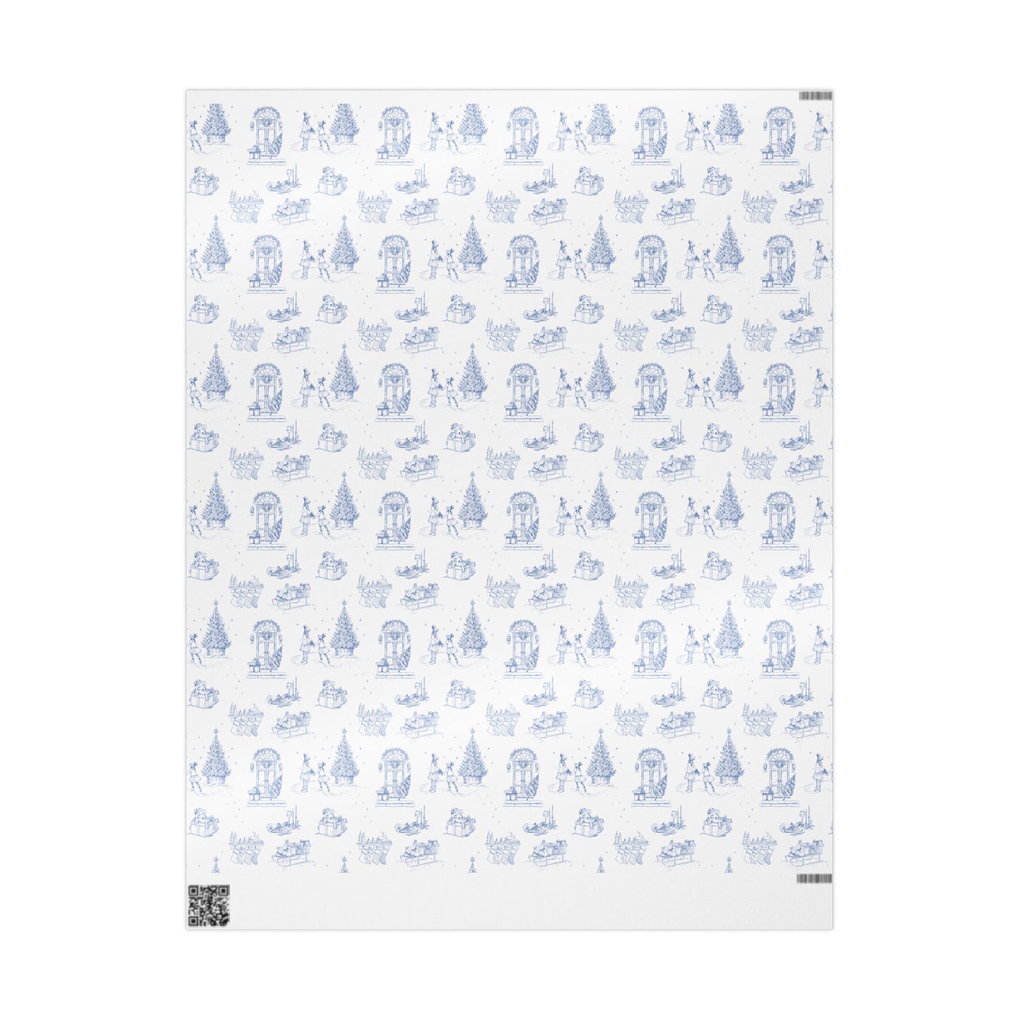 Blue Christmas Toile Wrapping Paper