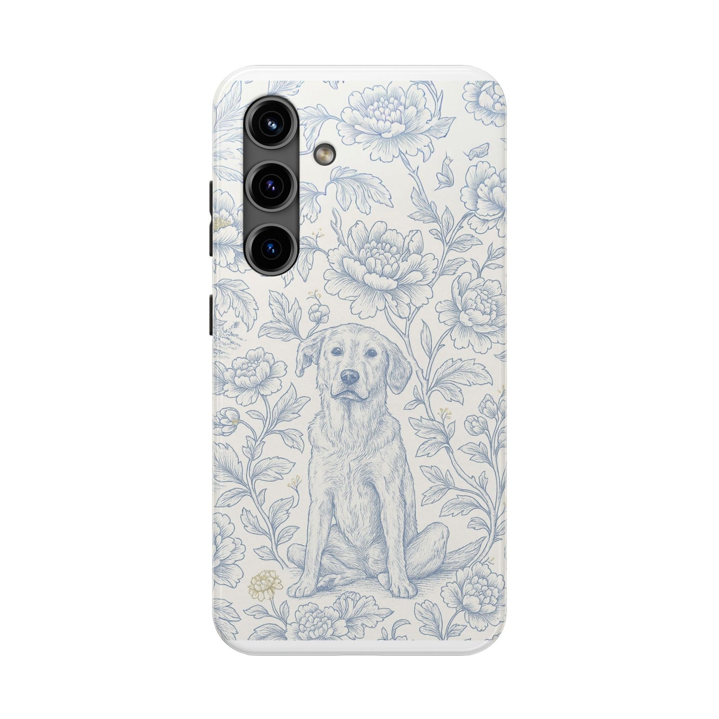 Phone Case - Custom Chinoiserie Dog Artwork in Blue and White