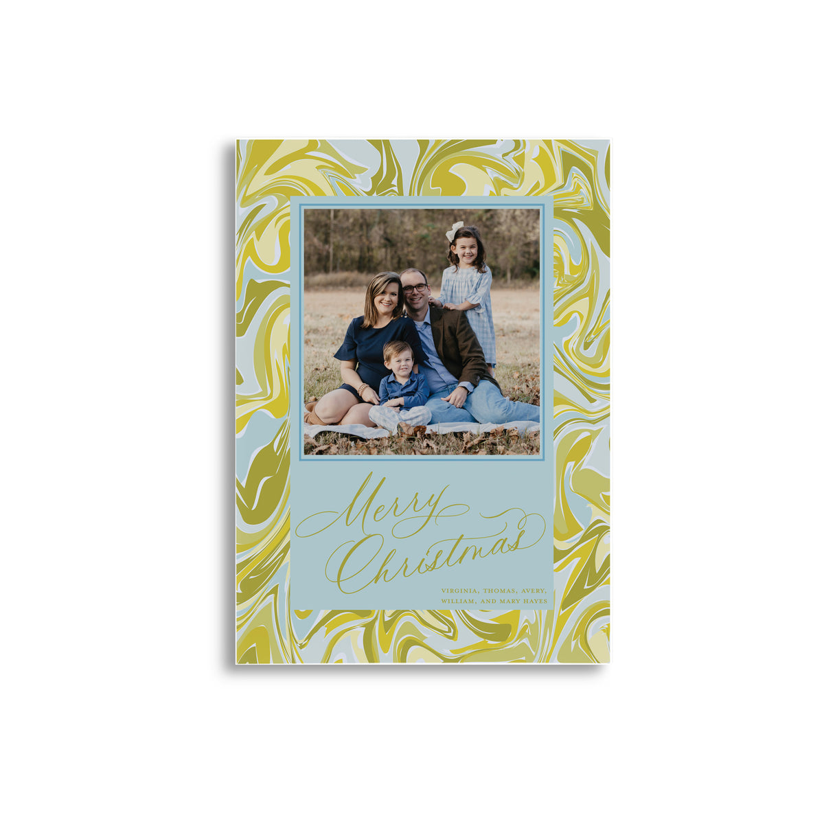 Ocean Moss Marble Holiday Card