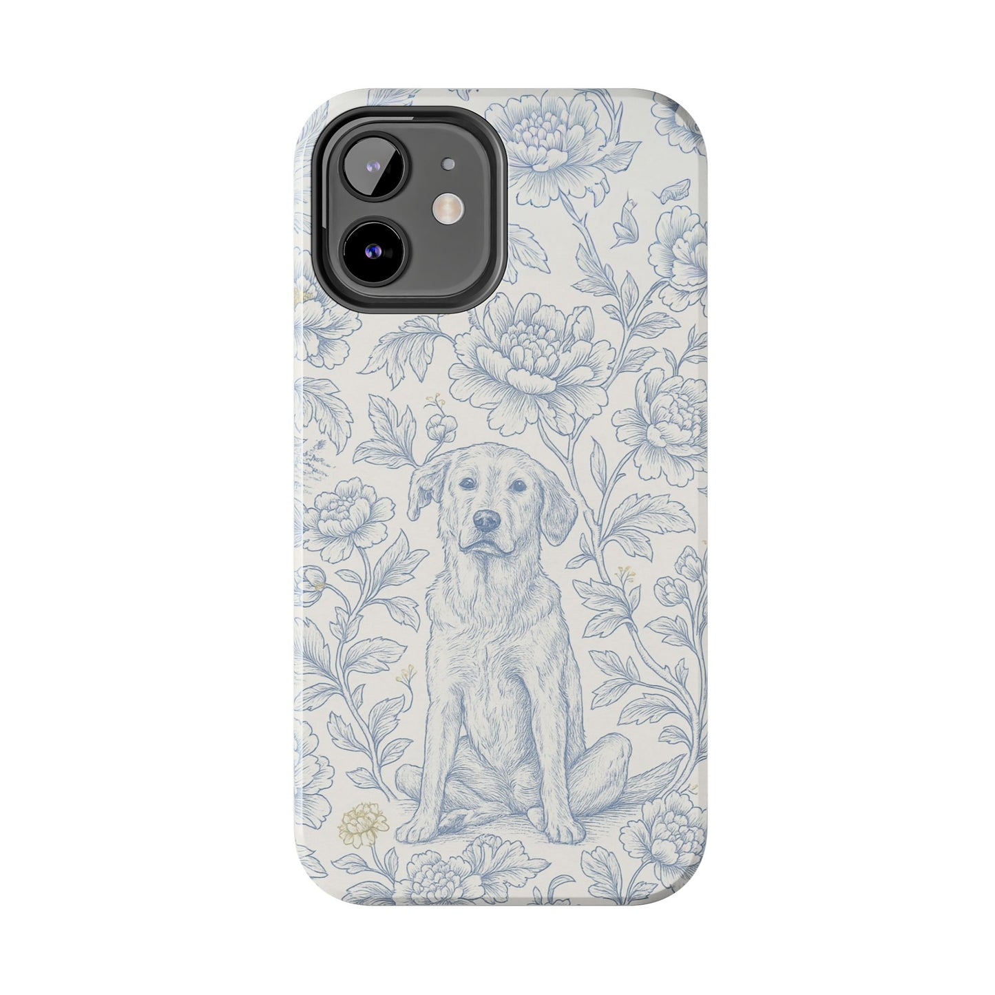 Phone Case - Custom Chinoiserie Dog Artwork in Blue and White