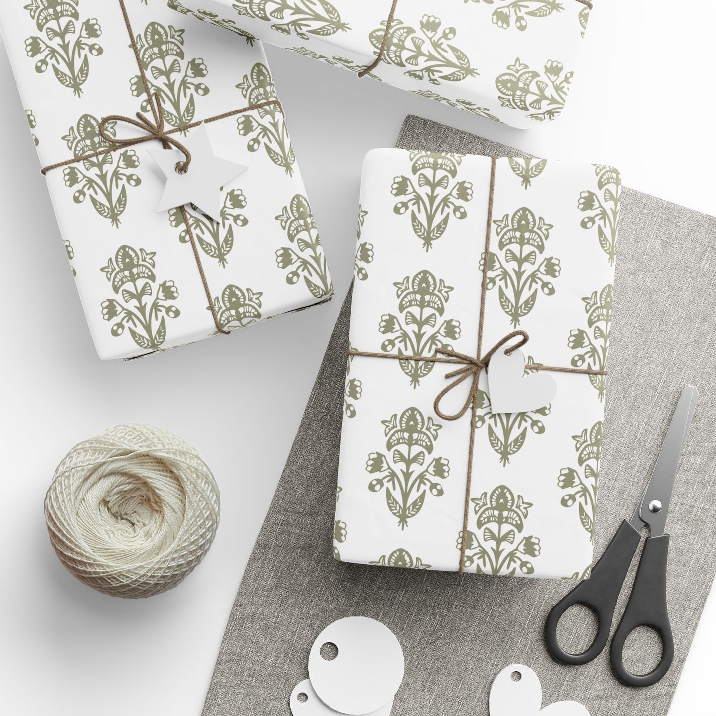 Green Block Print Wrapping Paper