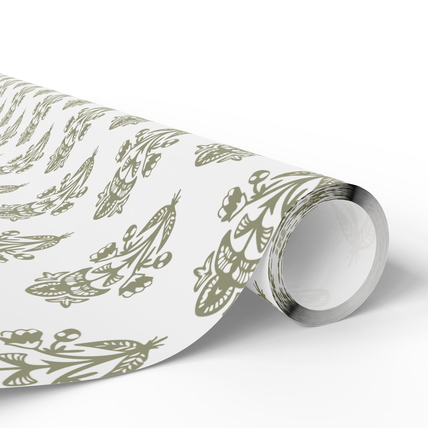 Green Block Print Wrapping Paper