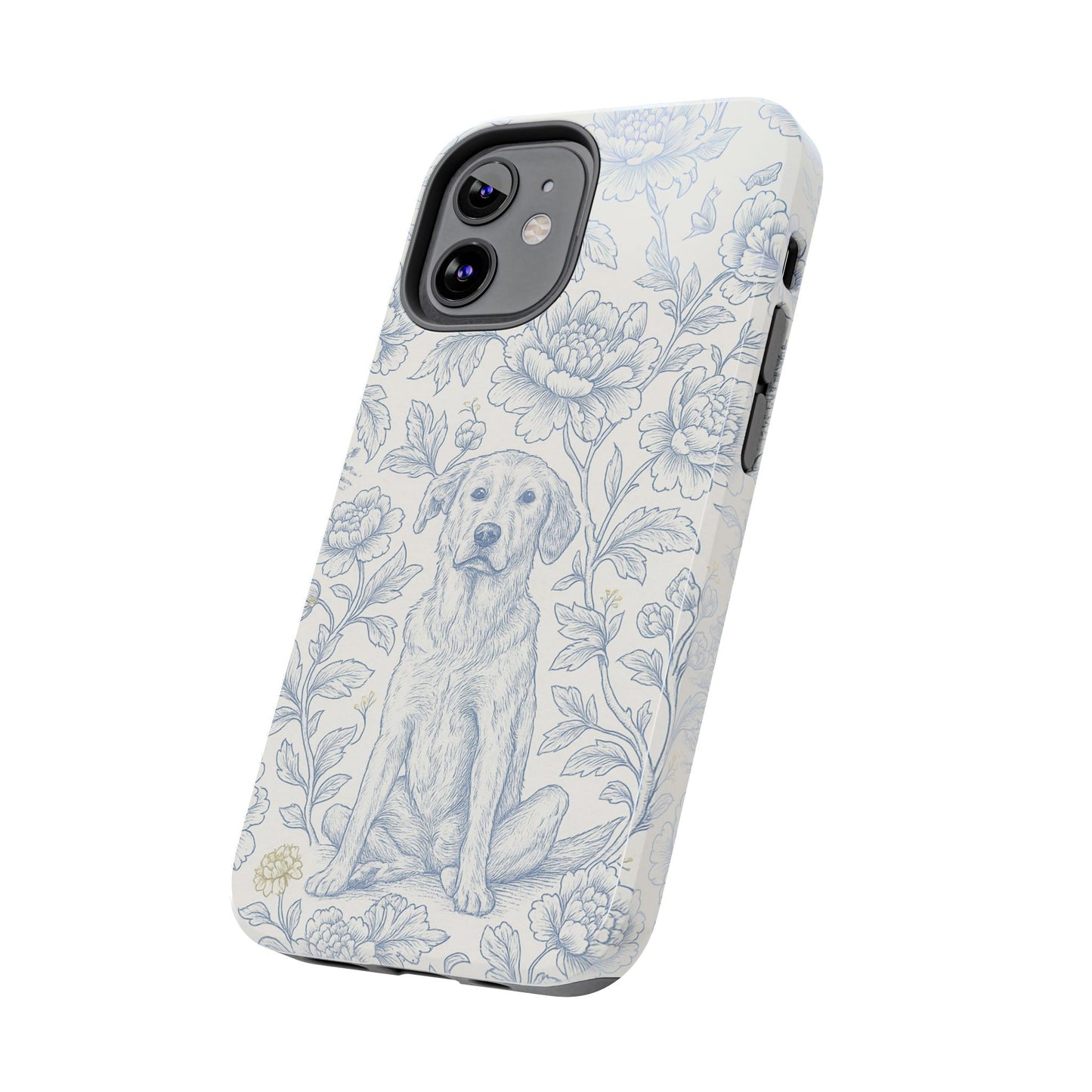 Phone Case - Custom Chinoiserie Dog Artwork in Blue and White