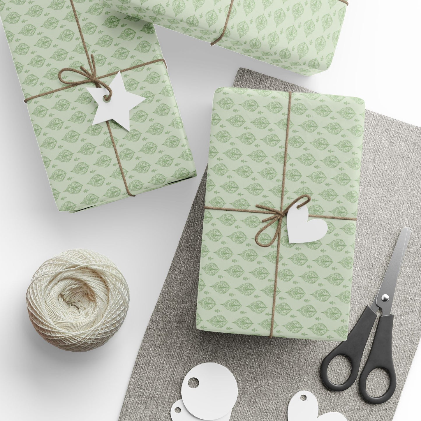 Green on Green Block Print Gift Wrap