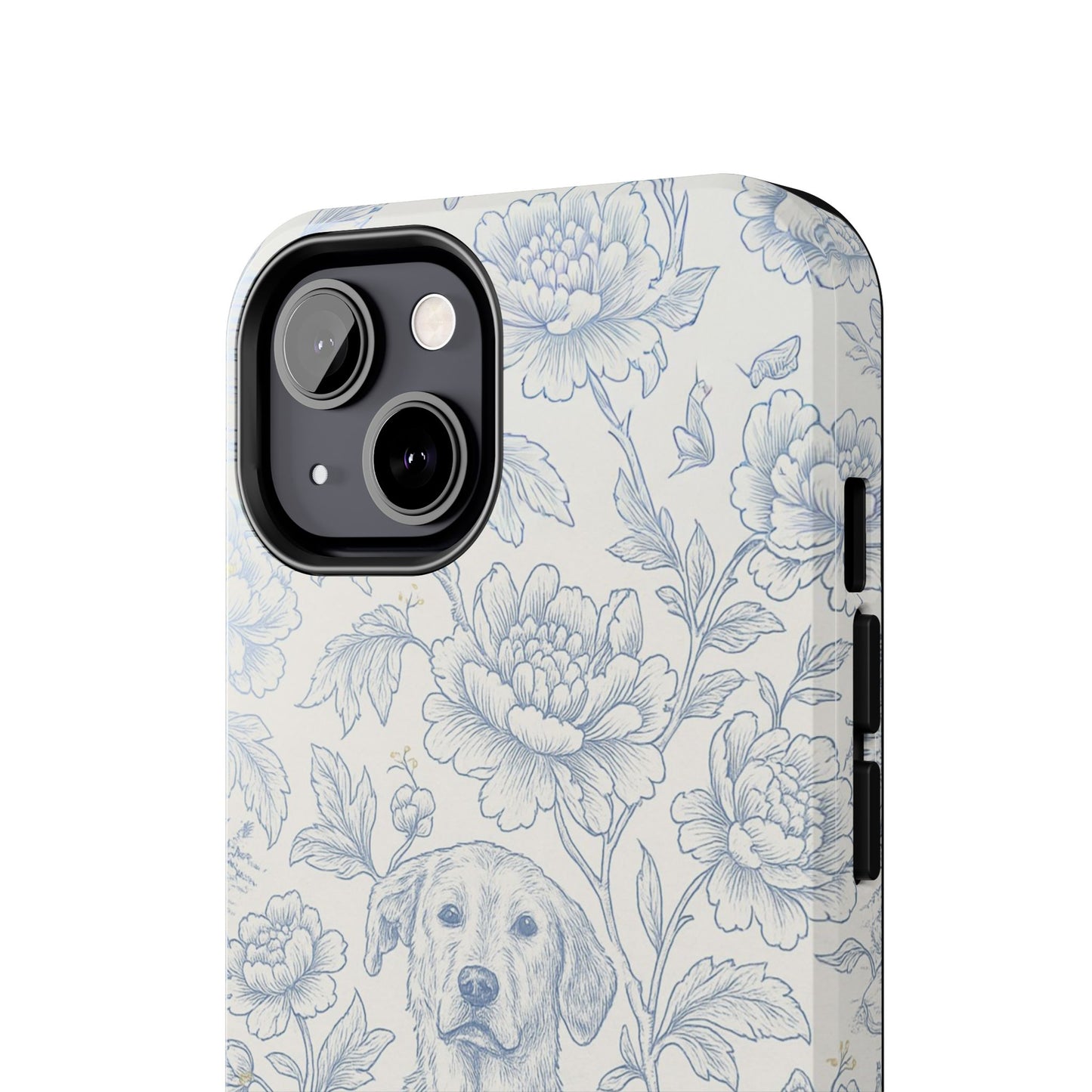 Phone Case - Custom Chinoiserie Dog Artwork in Blue and White