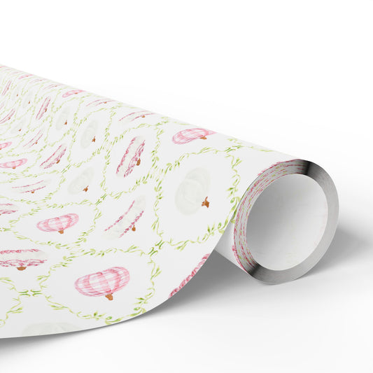 Watercolor Pink Pumpkins Wrapping Paper