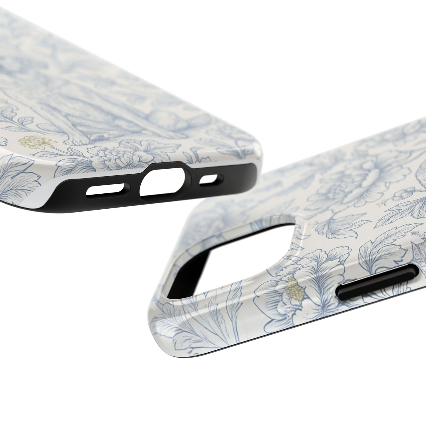 Phone Case - Custom Chinoiserie Dog Artwork in Blue and White