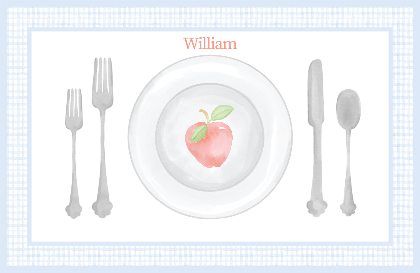 Blue Gingham and Apples Placemat