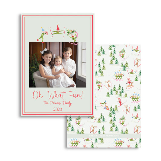 Elves Playing Holiday Card